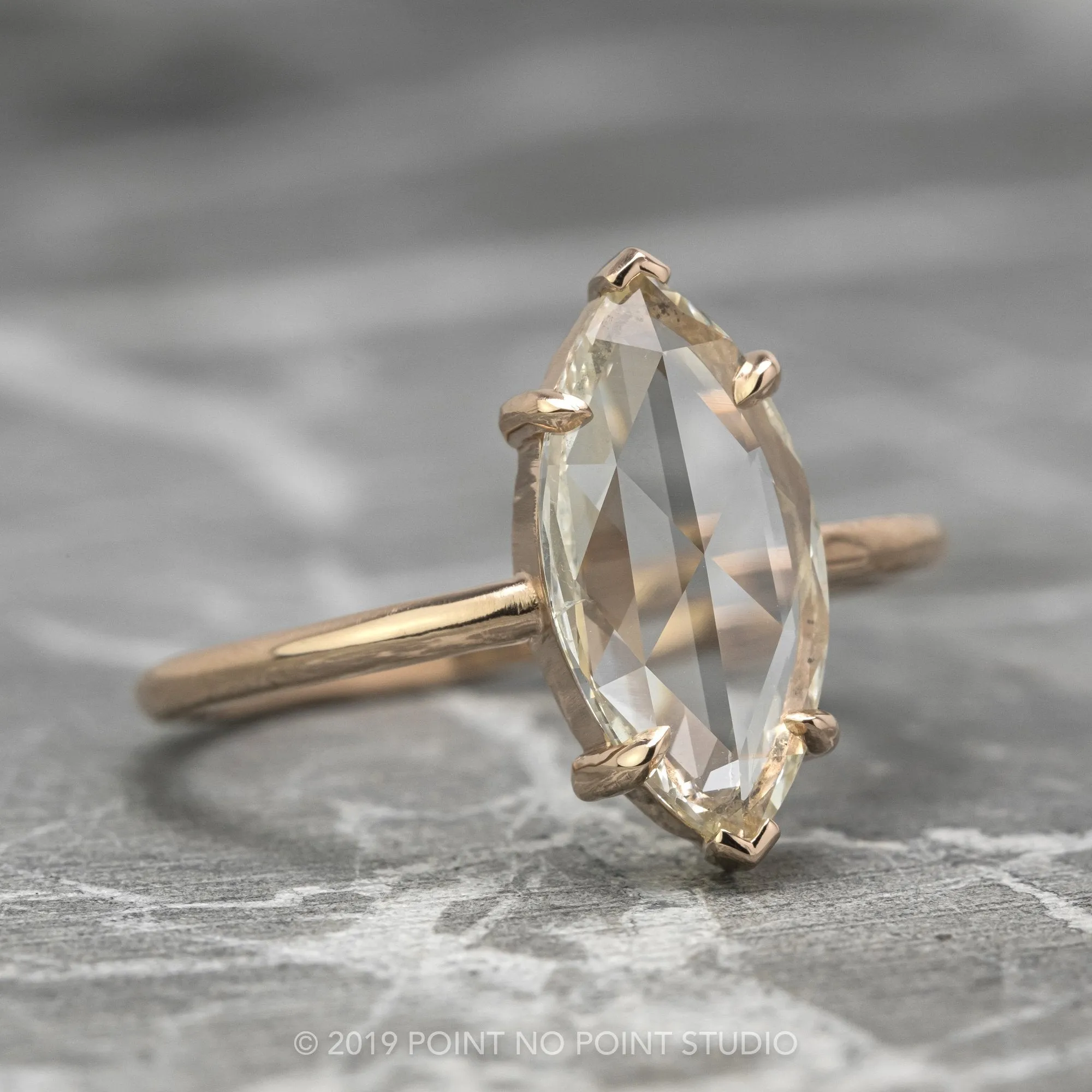 1.35 Carat Clear Marquise Diamond Engagement Ring, Jane Setting, 14K Rose Gold