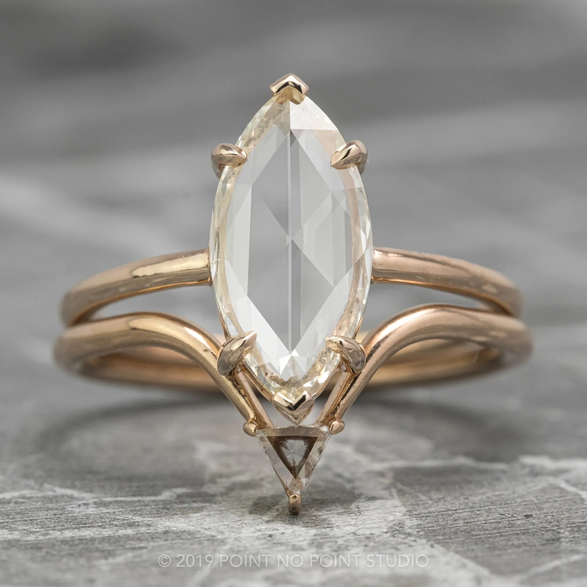 1.35 Carat Clear Marquise Diamond Engagement Ring, Jane Setting, 14K Rose Gold