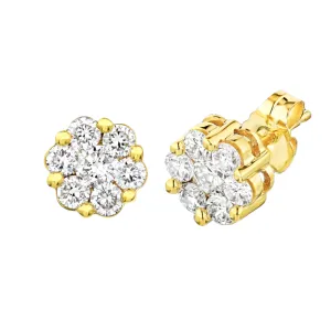 1/3ctw Flower Diamond Cluster Stud Earrings