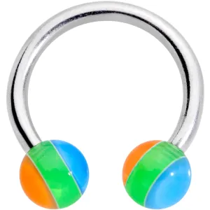 14 Gauge 7/16 Beach Ball Acrylic Ball Horseshoe Circular Barbell