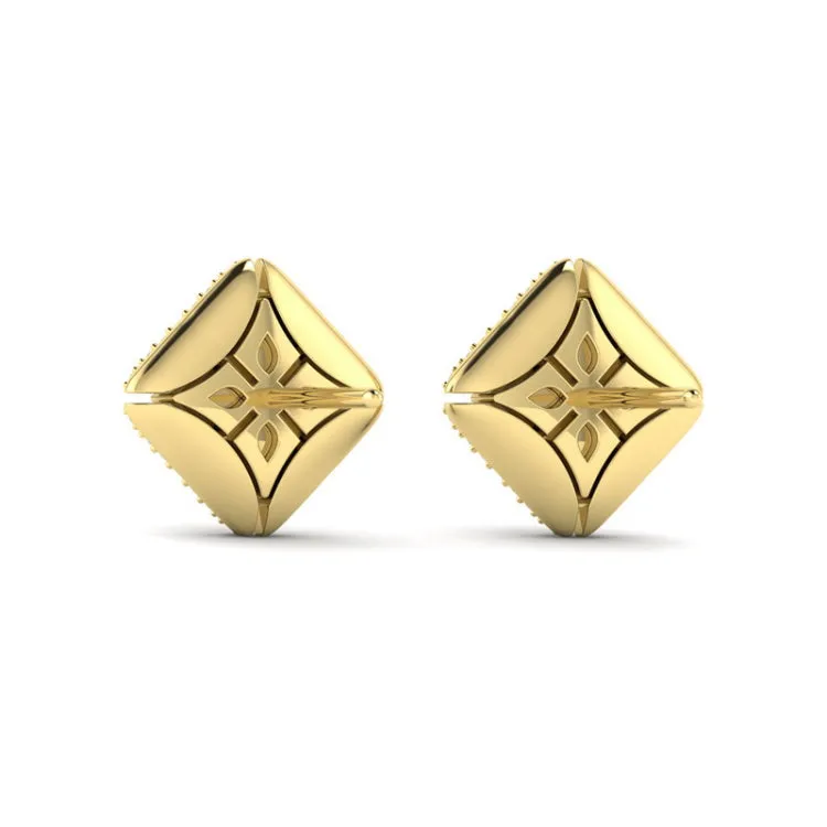 14 KT Yellow Gold Diamond Vlora Star with Channel Set Diamond Cluster Stud Earrings