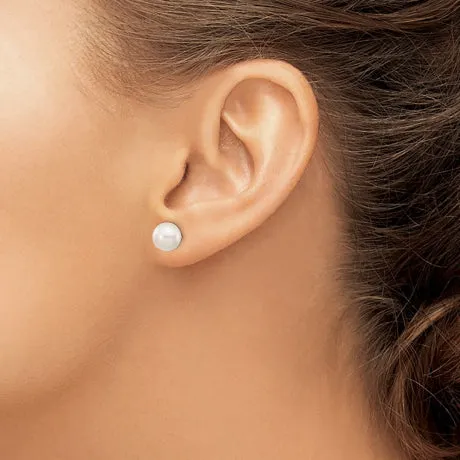 14k 7-8mm White Round Freshwater Cultured Pearl Stud Post Earrings