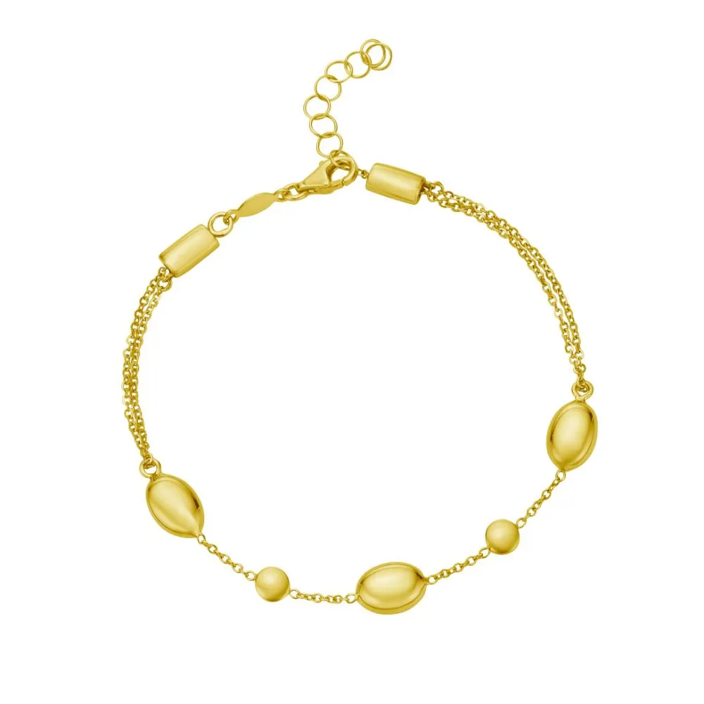14K Adjustable Puff Pebble Necklace