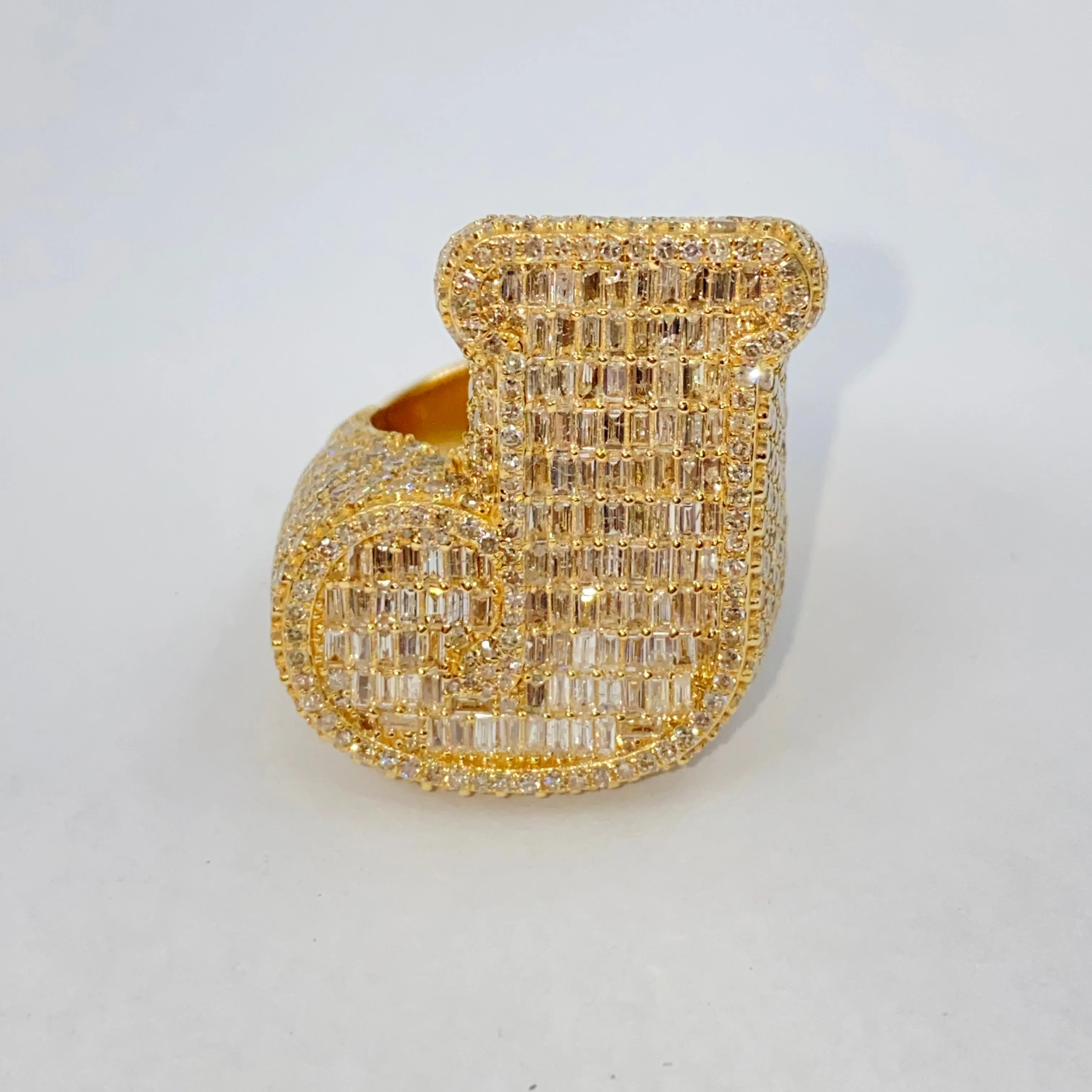 14K Bubble Letter Diamond Baguette Ring