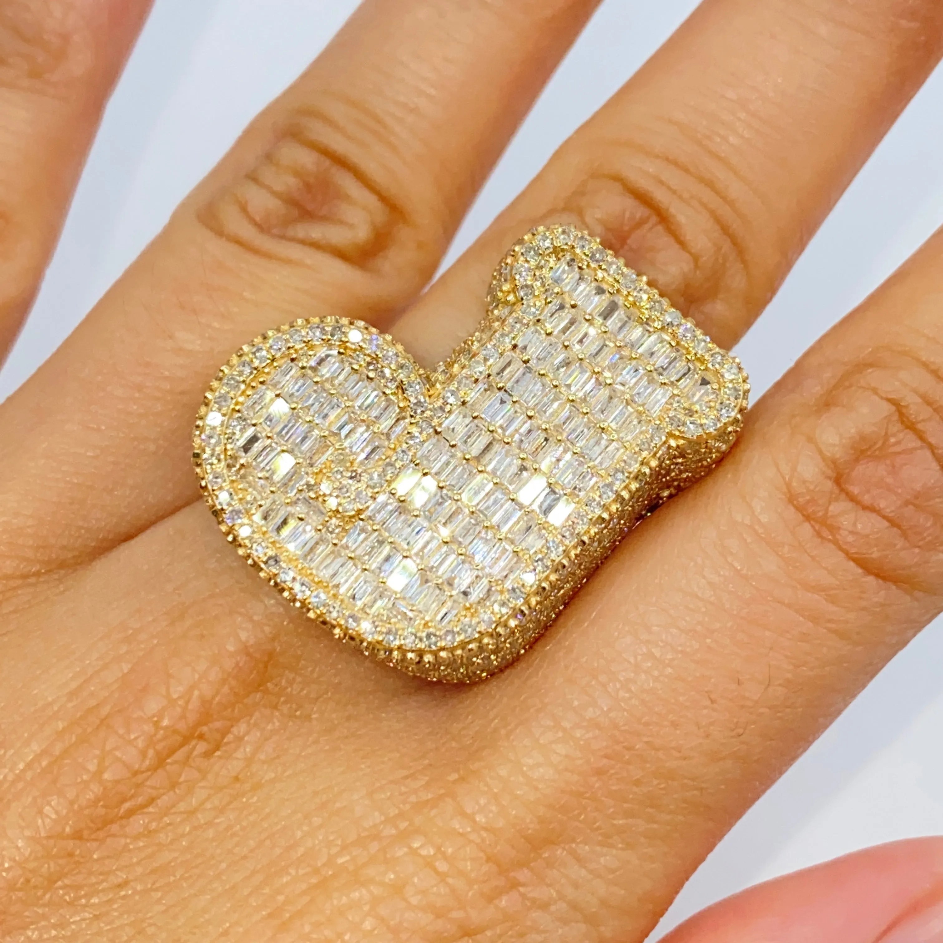 14K Bubble Letter Diamond Baguette Ring