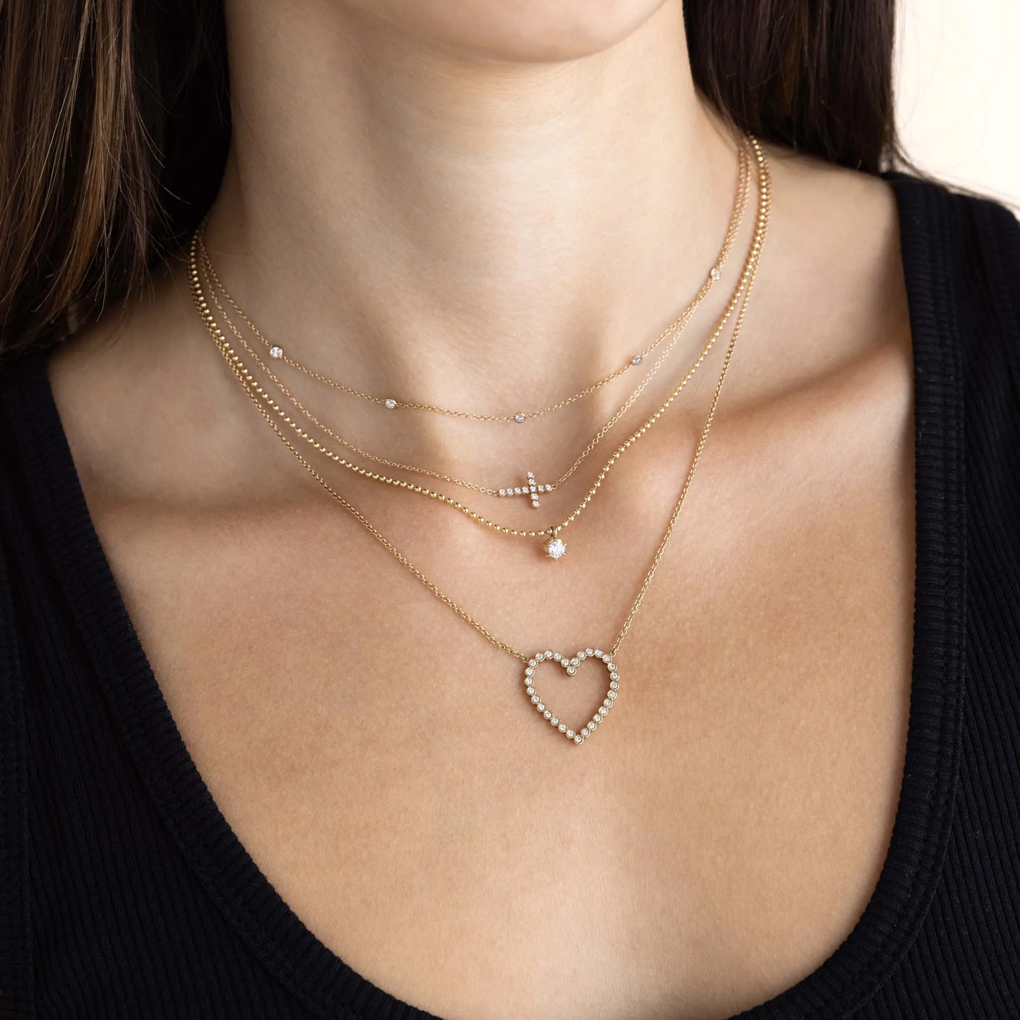 14k Diamond Bezel Heart Necklace