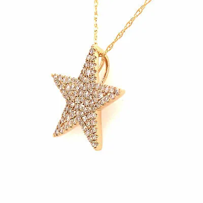 14K Diamond Pave Cluster Star Pendant Yellow Gold