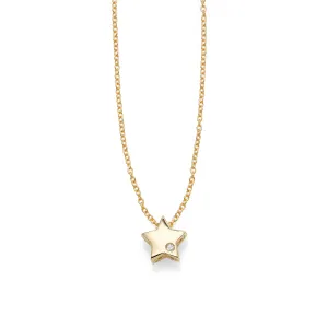 14K Gold .005ct Diamond Star Necklace