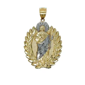 14K Gold 2" Beautiful San Judas Pendant