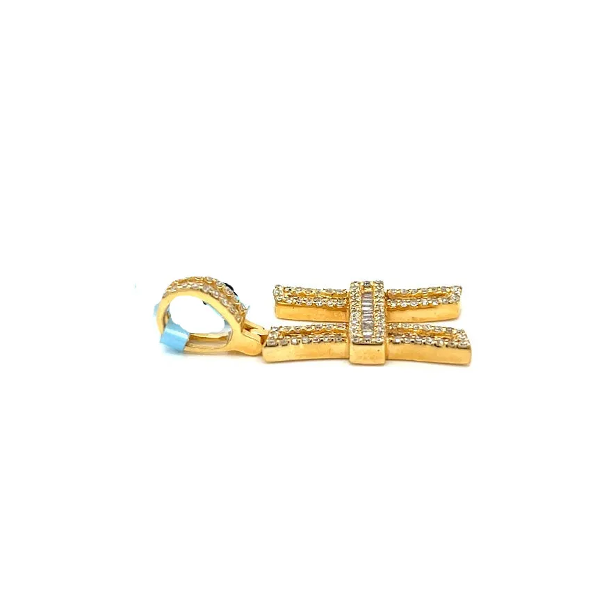 14k Gold Baguette Iced Out Alphabet Initials Pendants