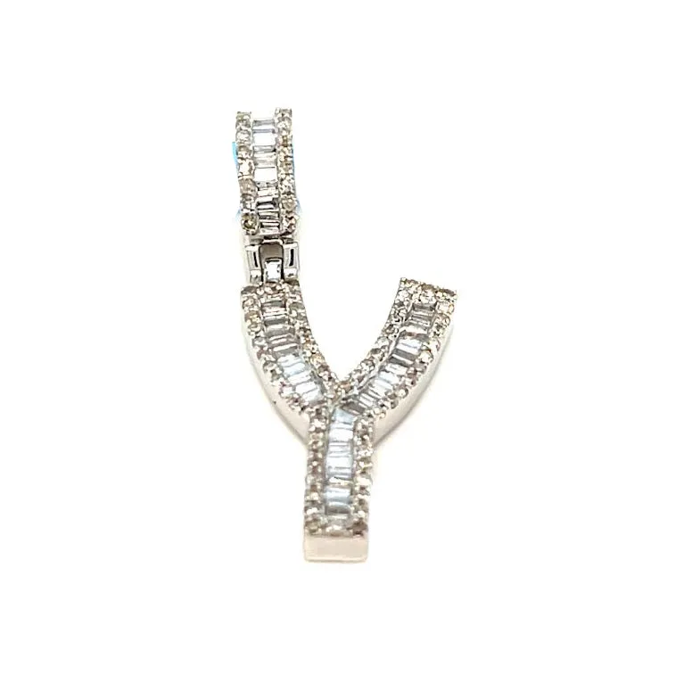14k Gold Baguette Iced Out Alphabet Initials Pendants