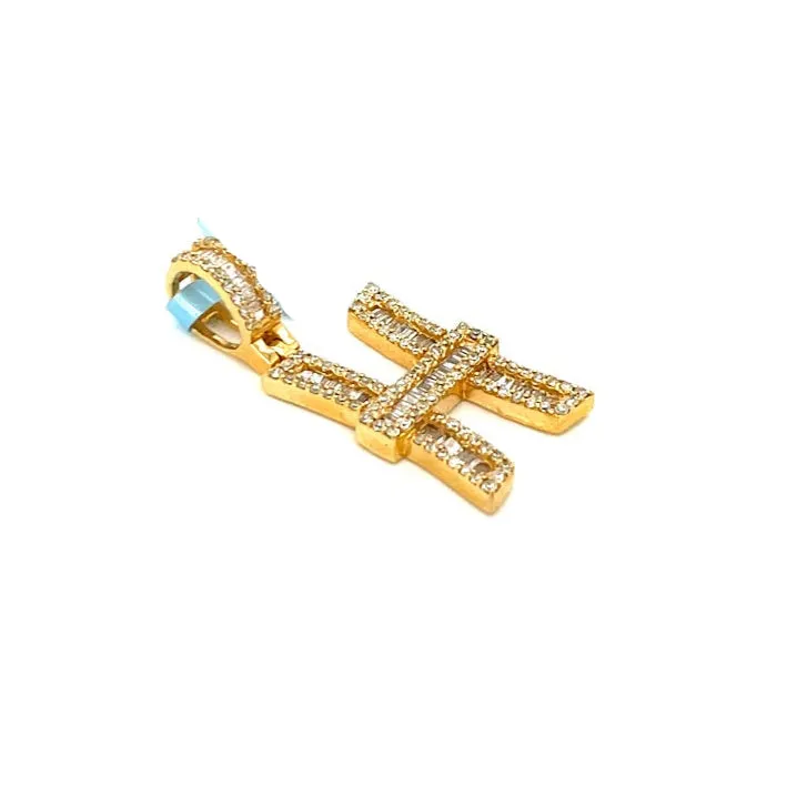 14k Gold Baguette Iced Out Alphabet Initials Pendants