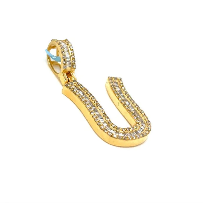 14k Gold Baguette Iced Out Alphabet Initials Pendants