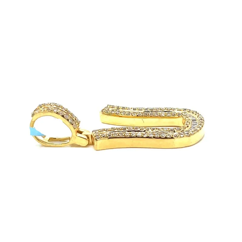 14k Gold Baguette Iced Out Alphabet Initials Pendants