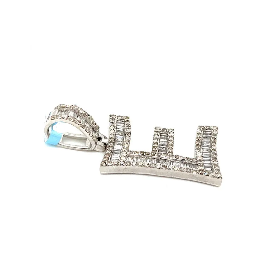14k Gold Baguette Iced Out Alphabet Initials Pendants