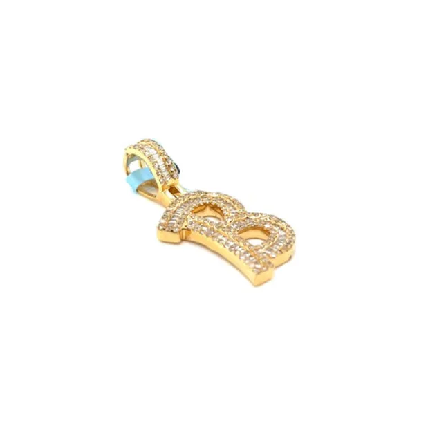 14k Gold Baguette Iced Out Alphabet Initials Pendants