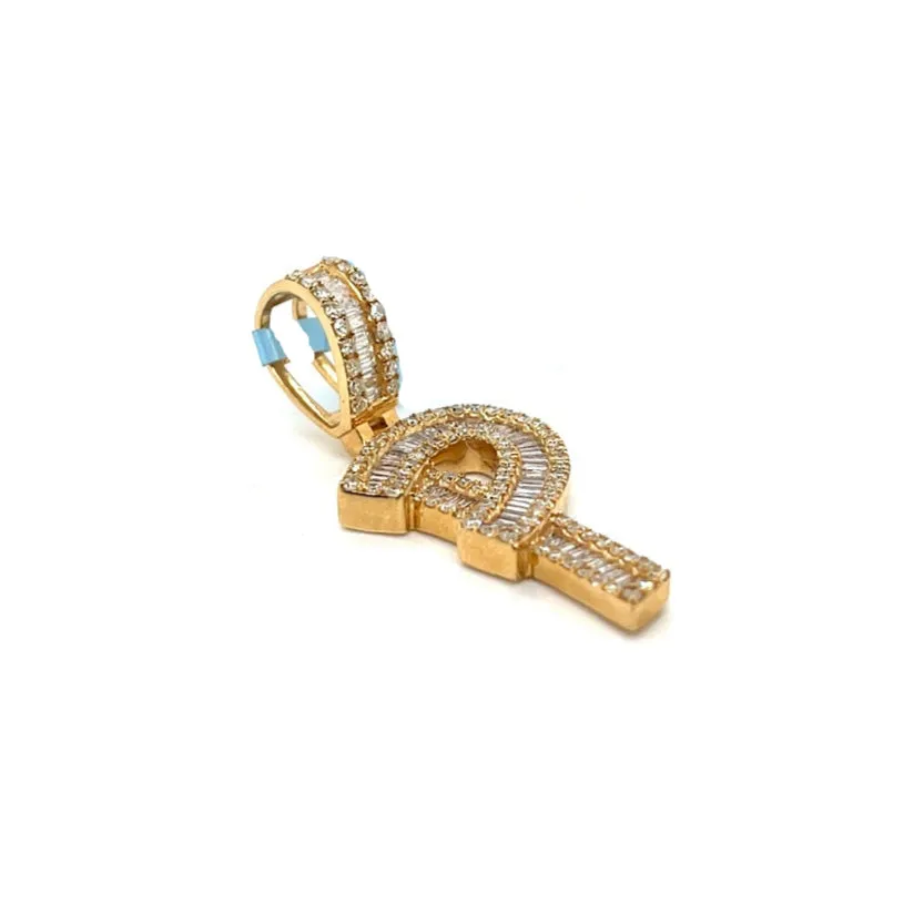 14k Gold Baguette Iced Out Alphabet Initials Pendants
