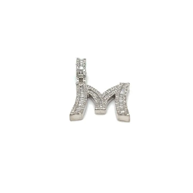 14k Gold Baguette Iced Out Alphabet Initials Pendants