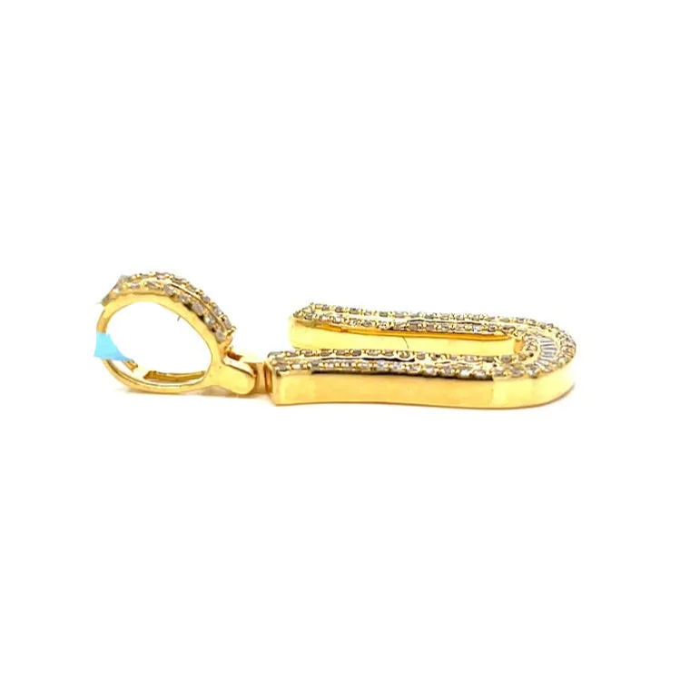 14k Gold Baguette Iced Out Alphabet Initials Pendants
