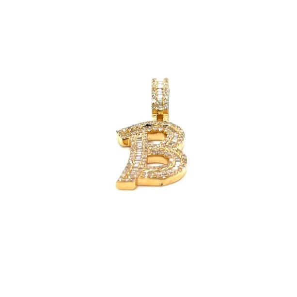 14k Gold Baguette Iced Out Alphabet Initials Pendants