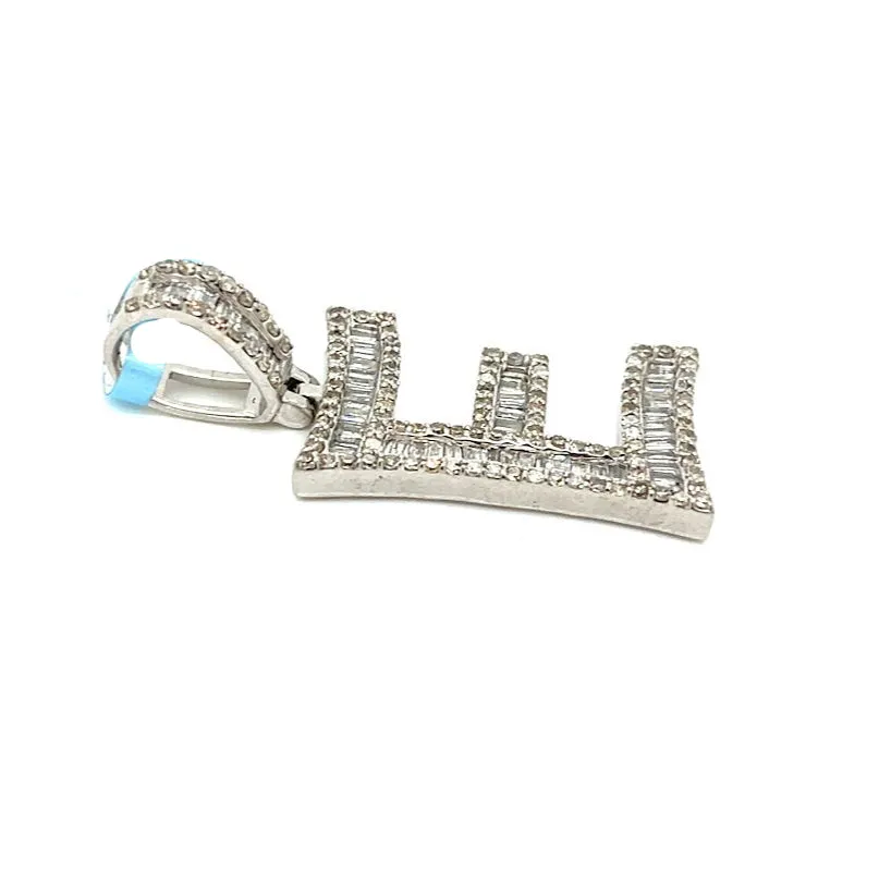 14k Gold Baguette Iced Out Alphabet Initials Pendants