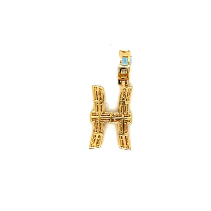14k Gold Baguette Iced Out Alphabet Initials Pendants