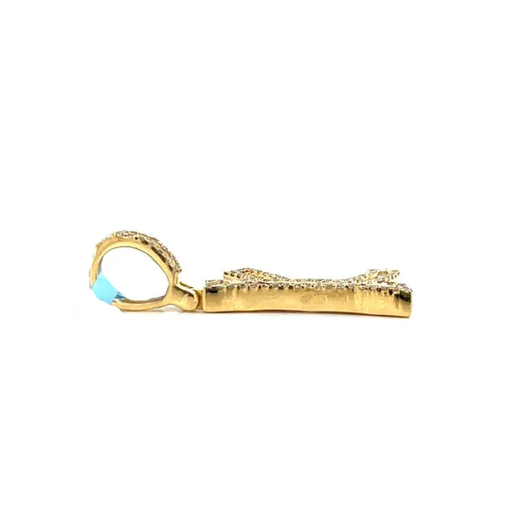 14k Gold Baguette Iced Out Alphabet Initials Pendants