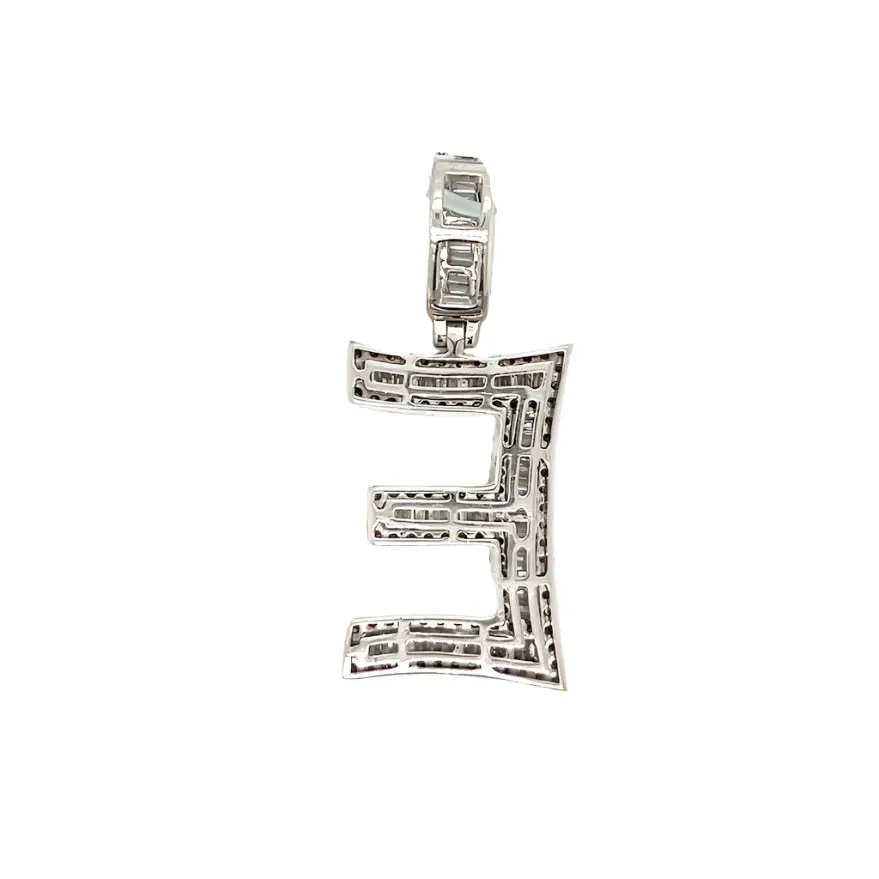 14k Gold Baguette Iced Out Alphabet Initials Pendants