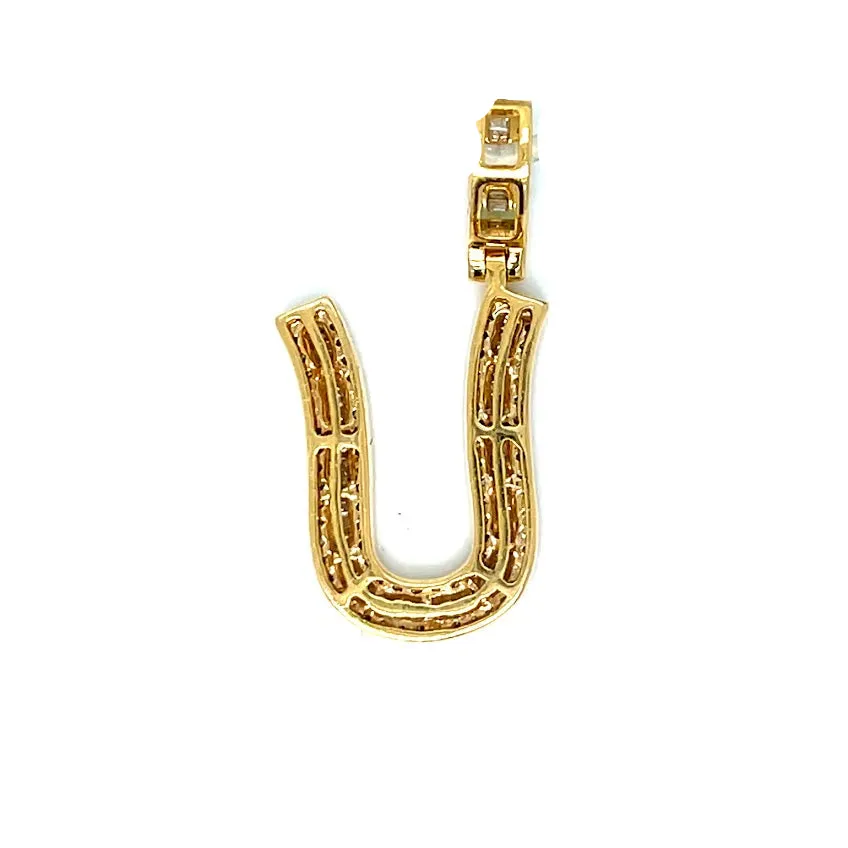 14k Gold Baguette Iced Out Alphabet Initials Pendants