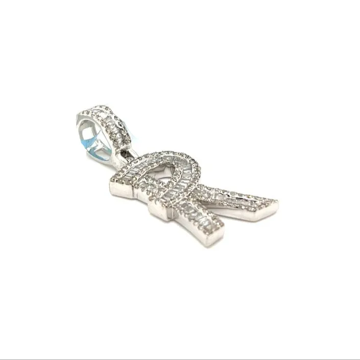 14k Gold Baguette Iced Out Alphabet Initials Pendants