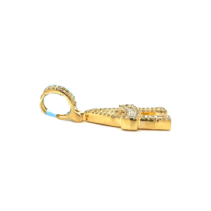 14k Gold Baguette Iced Out Alphabet Initials Pendants