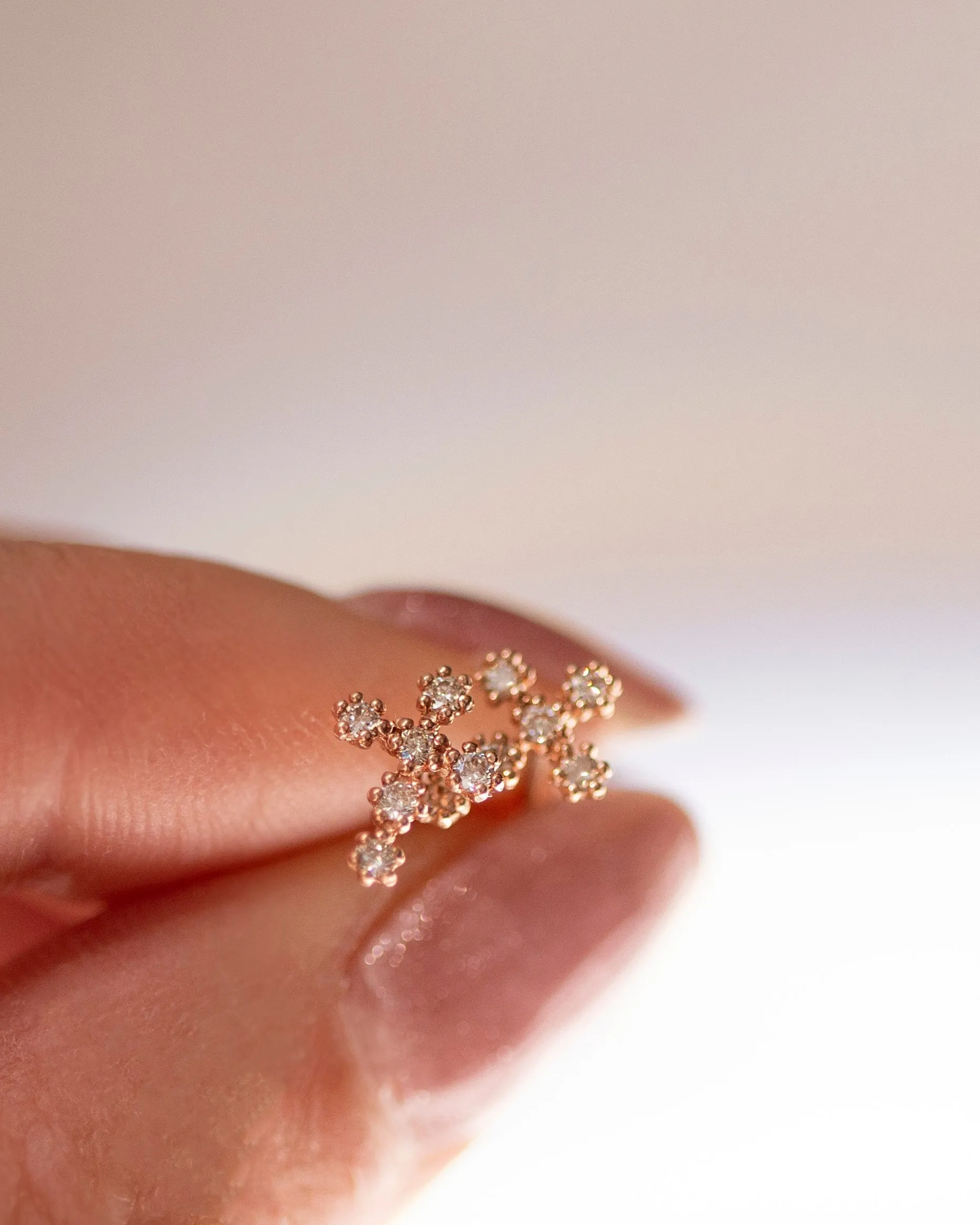 14k Gold Diamond Cross Earrings