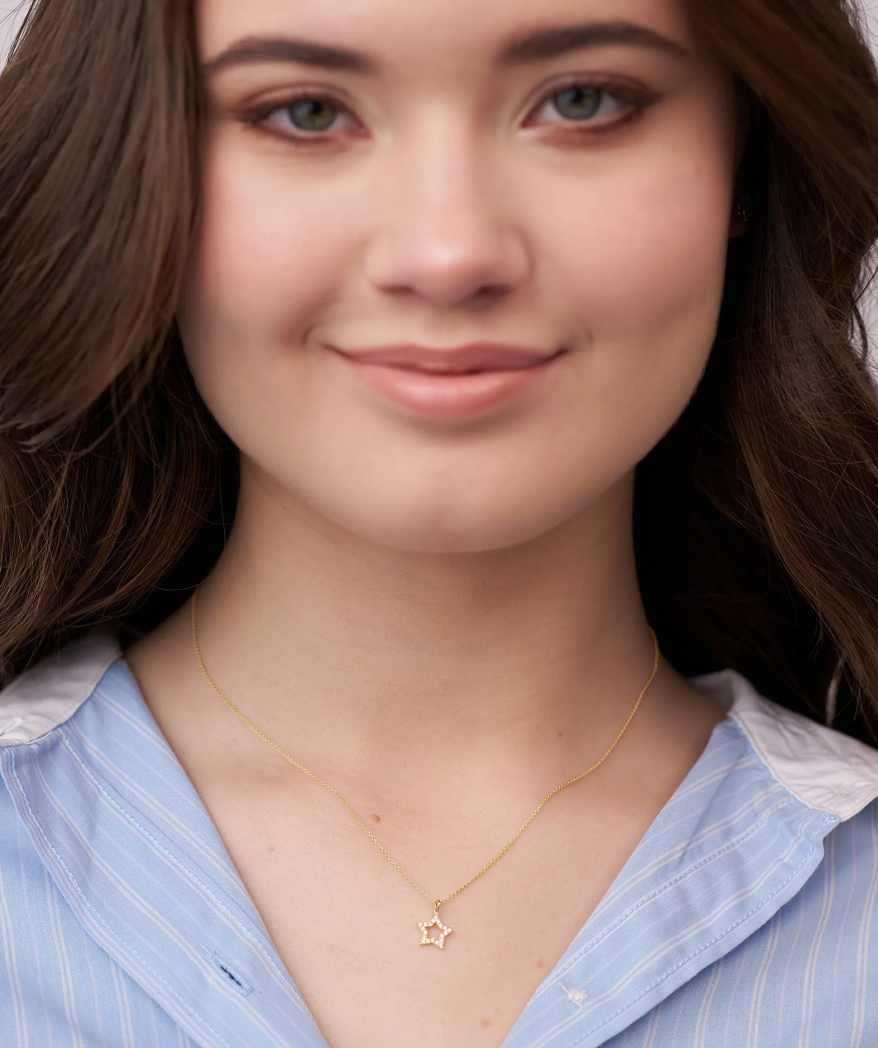 14K Gold Diamond Star Necklace