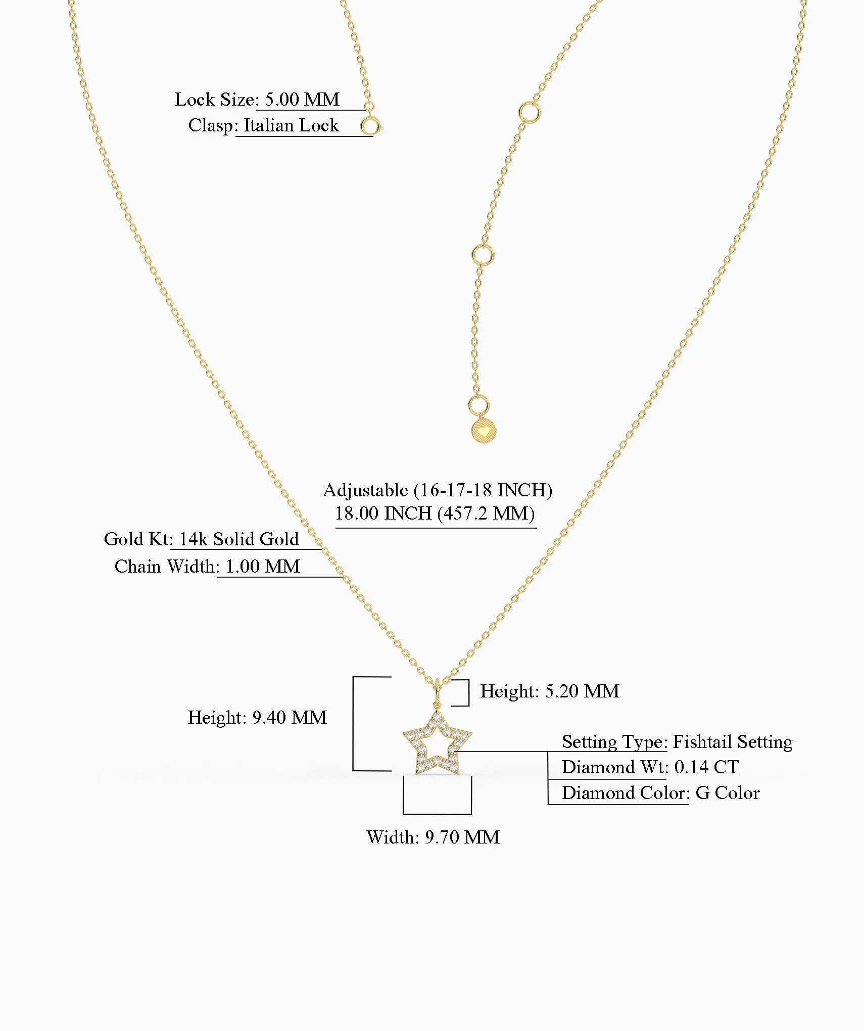14K Gold Diamond Star Necklace