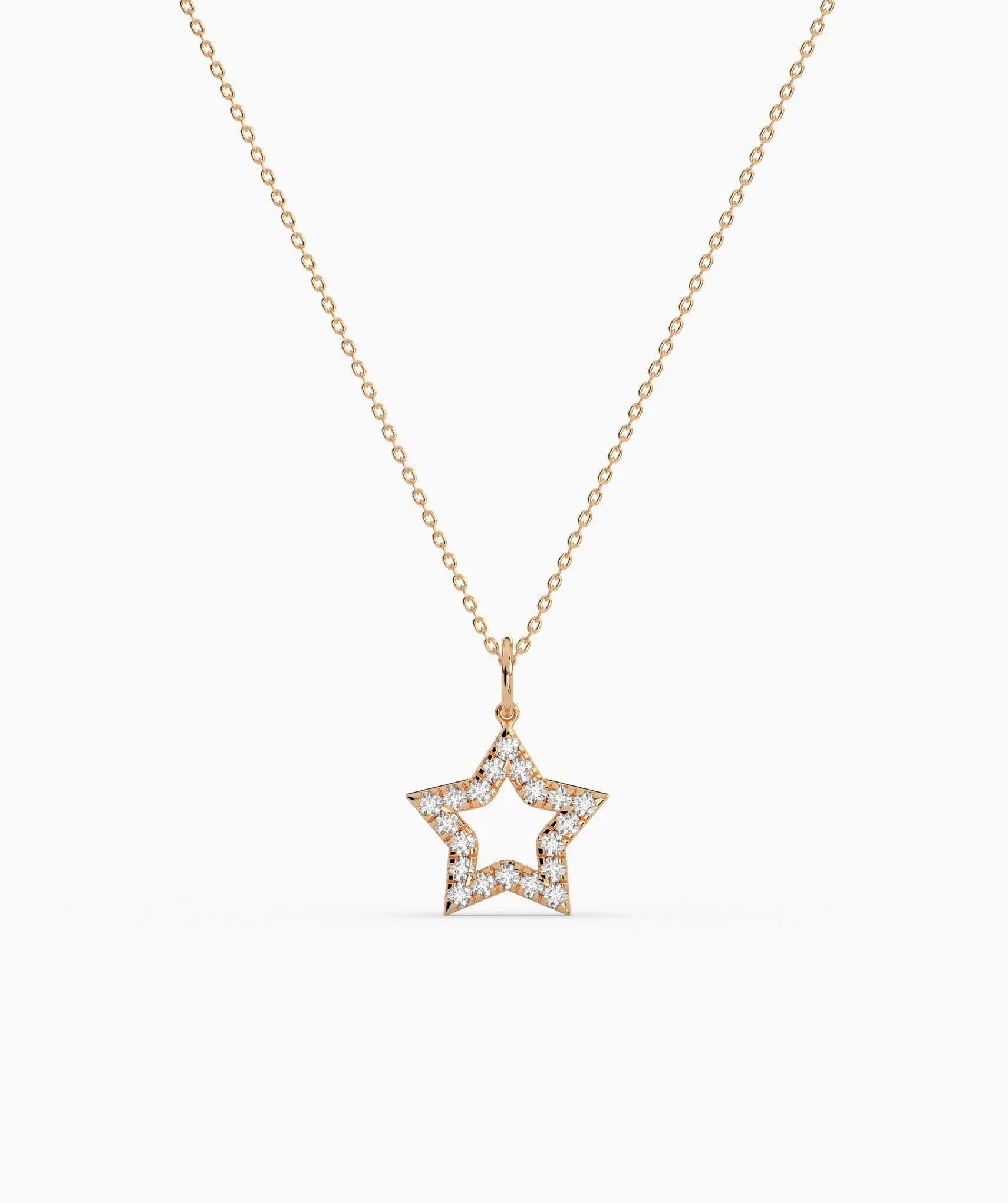 14K Gold Diamond Star Necklace