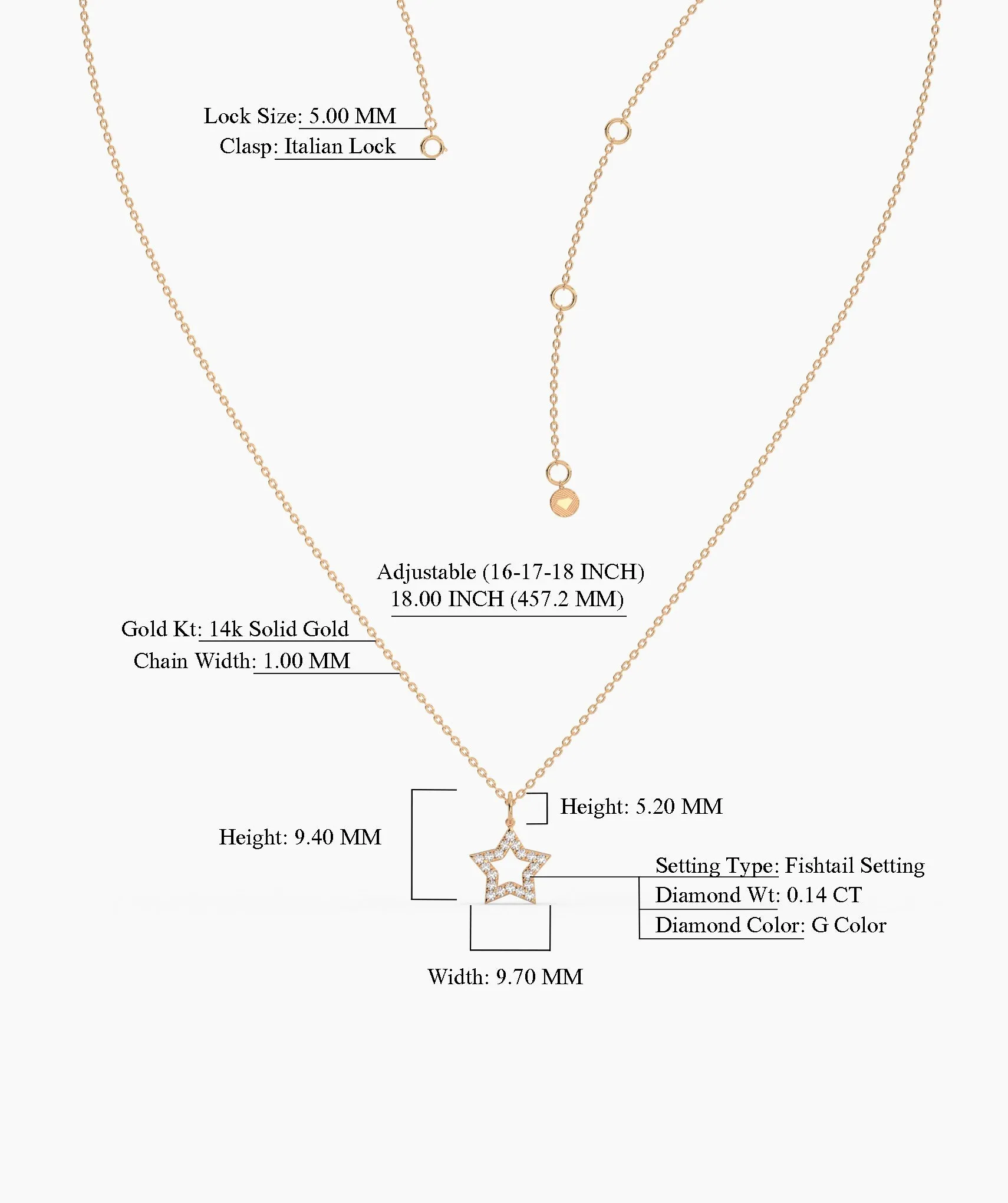 14K Gold Diamond Star Necklace