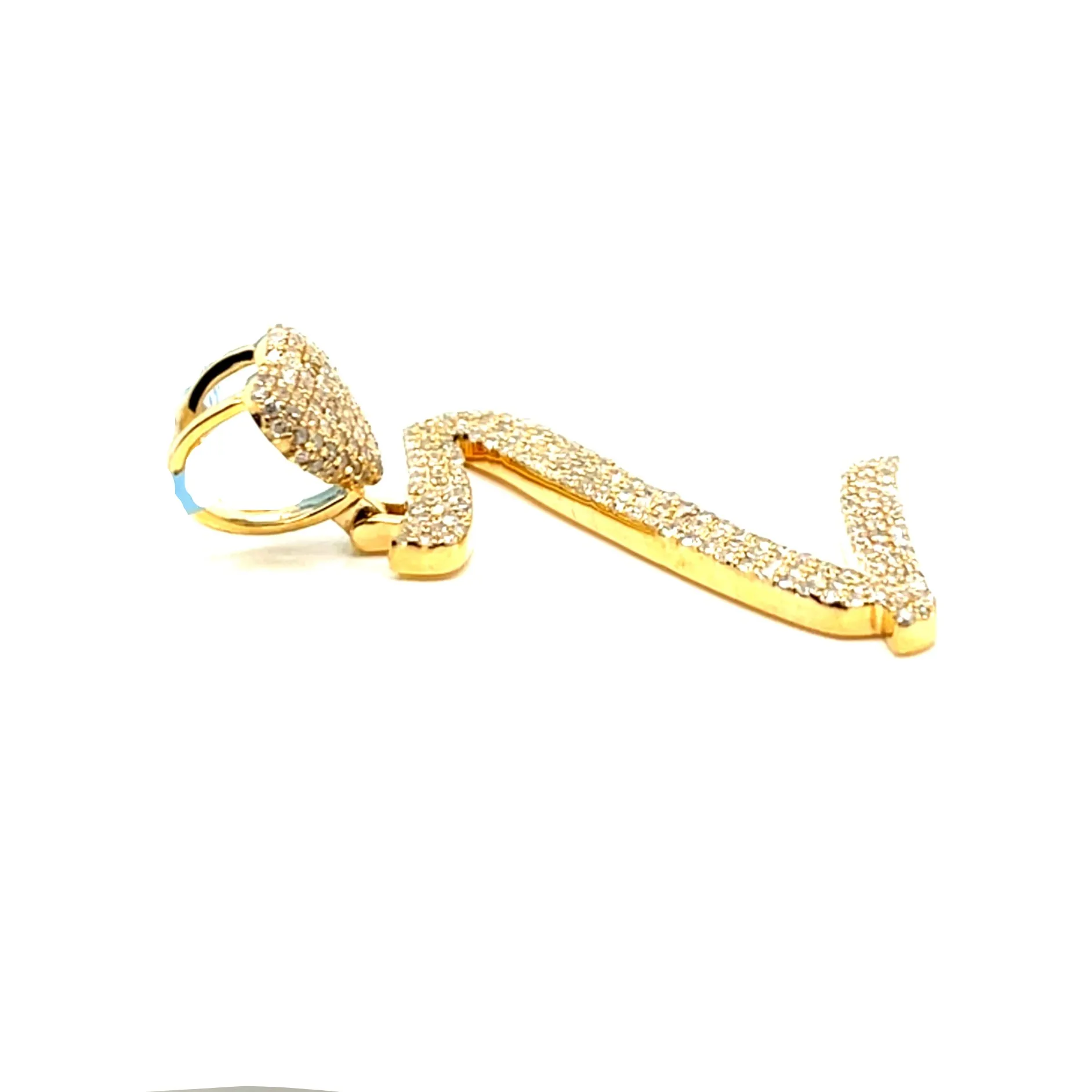14k Gold Diamond stylized Alphabet letter Heart Bail Icy Charm Pendant - SP16945