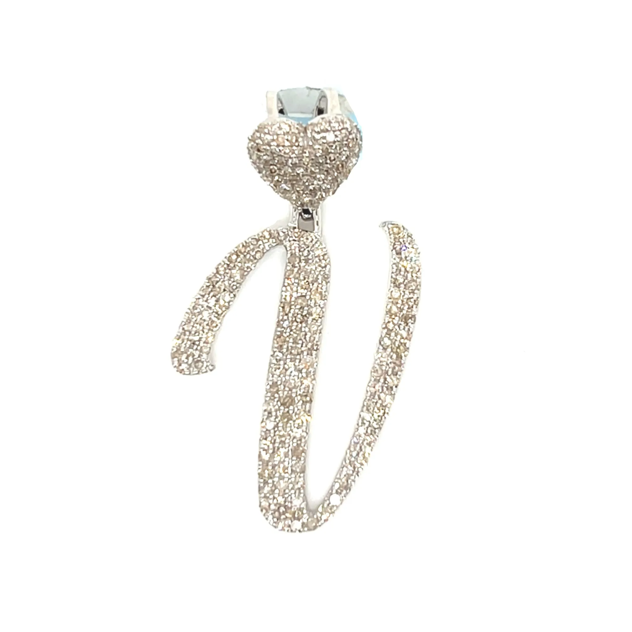 14k Gold Diamond stylized Alphabet letter Heart Bail Icy Charm Pendant - SP16945