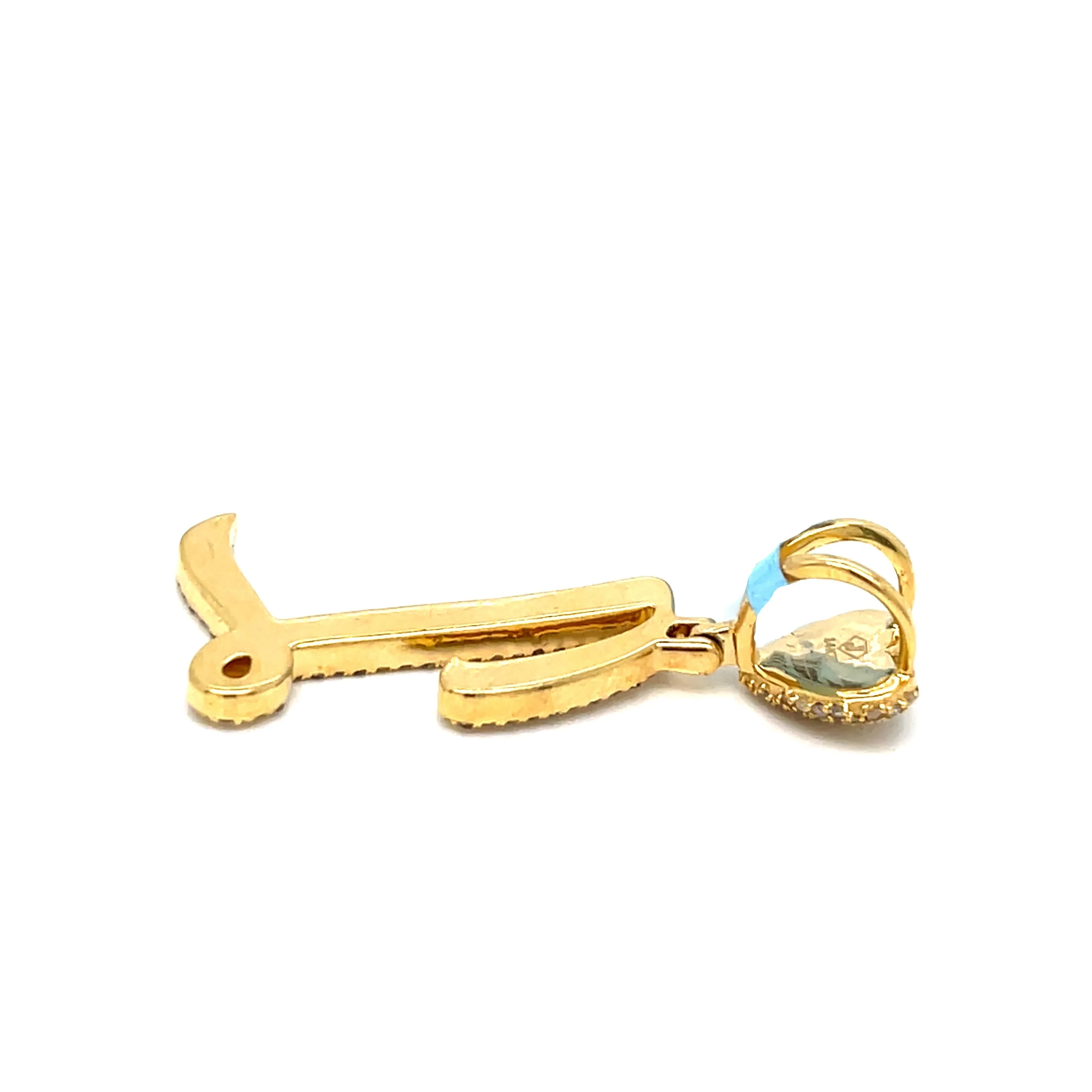 14k Gold Diamond stylized Alphabet letter Heart Bail Icy Charm Pendant - SP16945