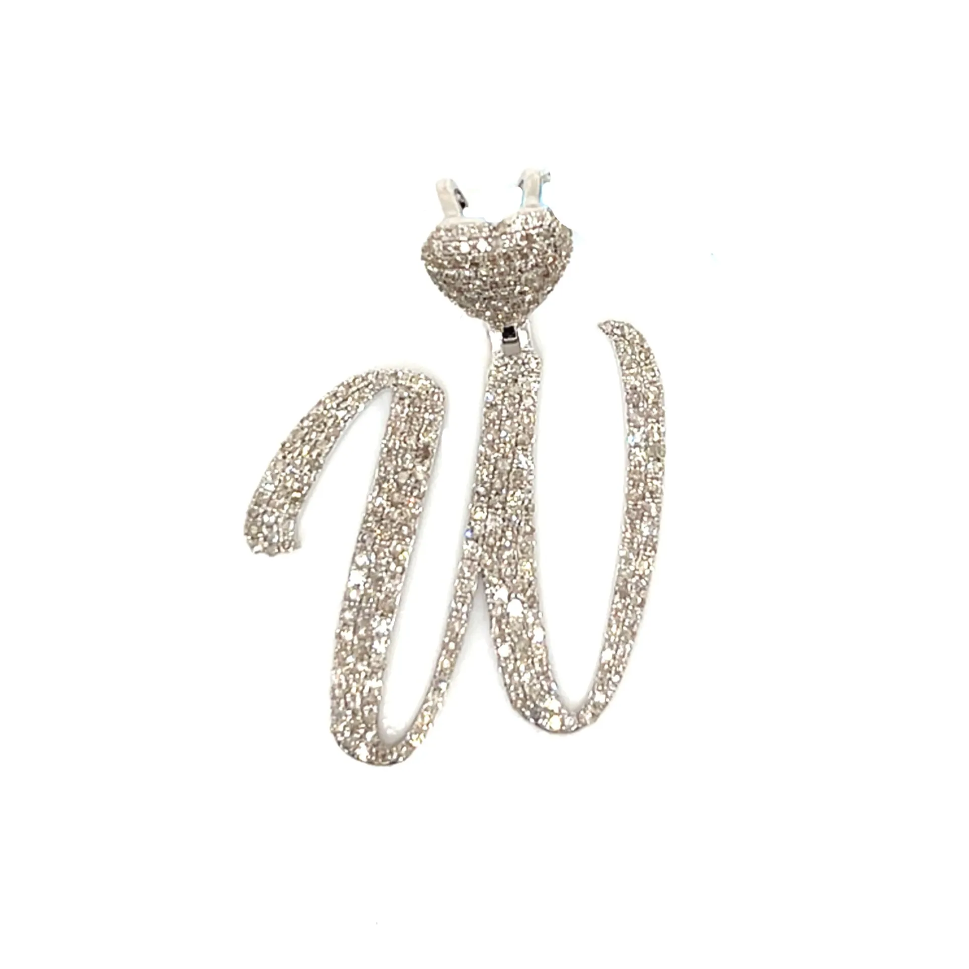 14k Gold Diamond stylized Alphabet letter Heart Bail Icy Charm Pendant - SP16945