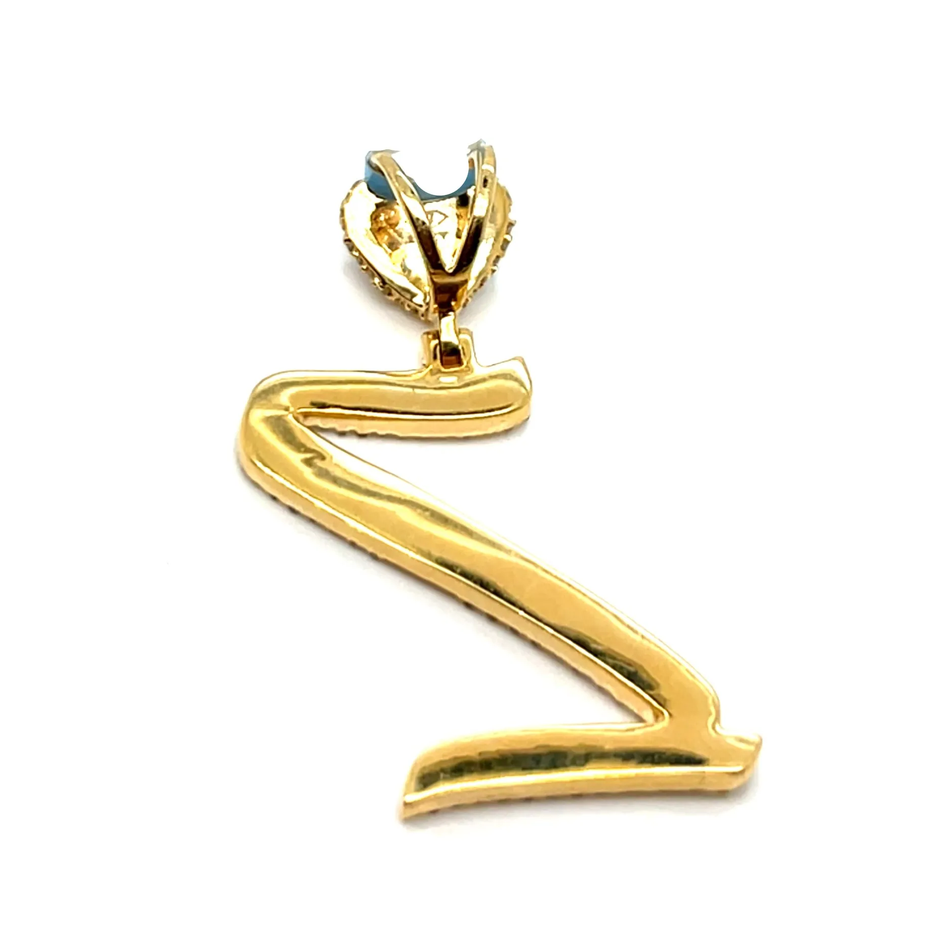 14k Gold Diamond stylized Alphabet letter Heart Bail Icy Charm Pendant - SP16945