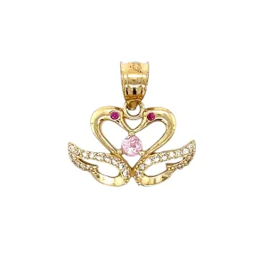 14K Gold Heart With Wings Pendant