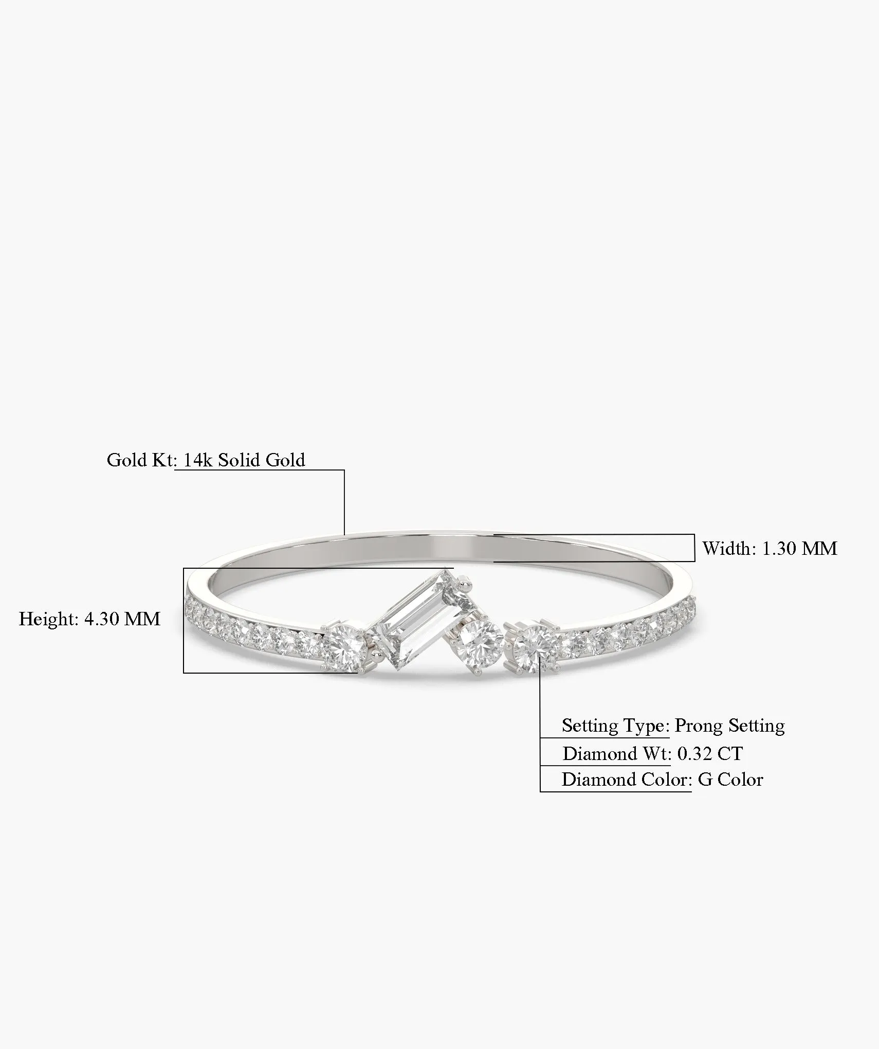 14K Gold Sleek Baguette Diamond Ring