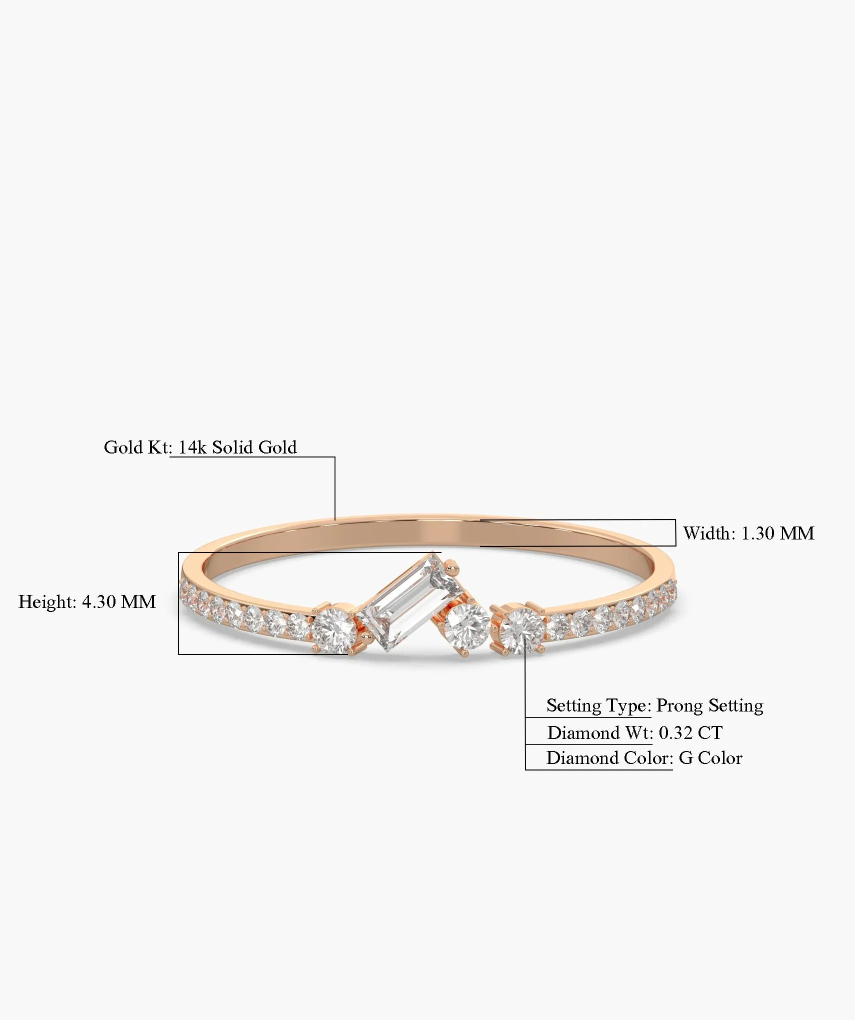 14K Gold Sleek Baguette Diamond Ring