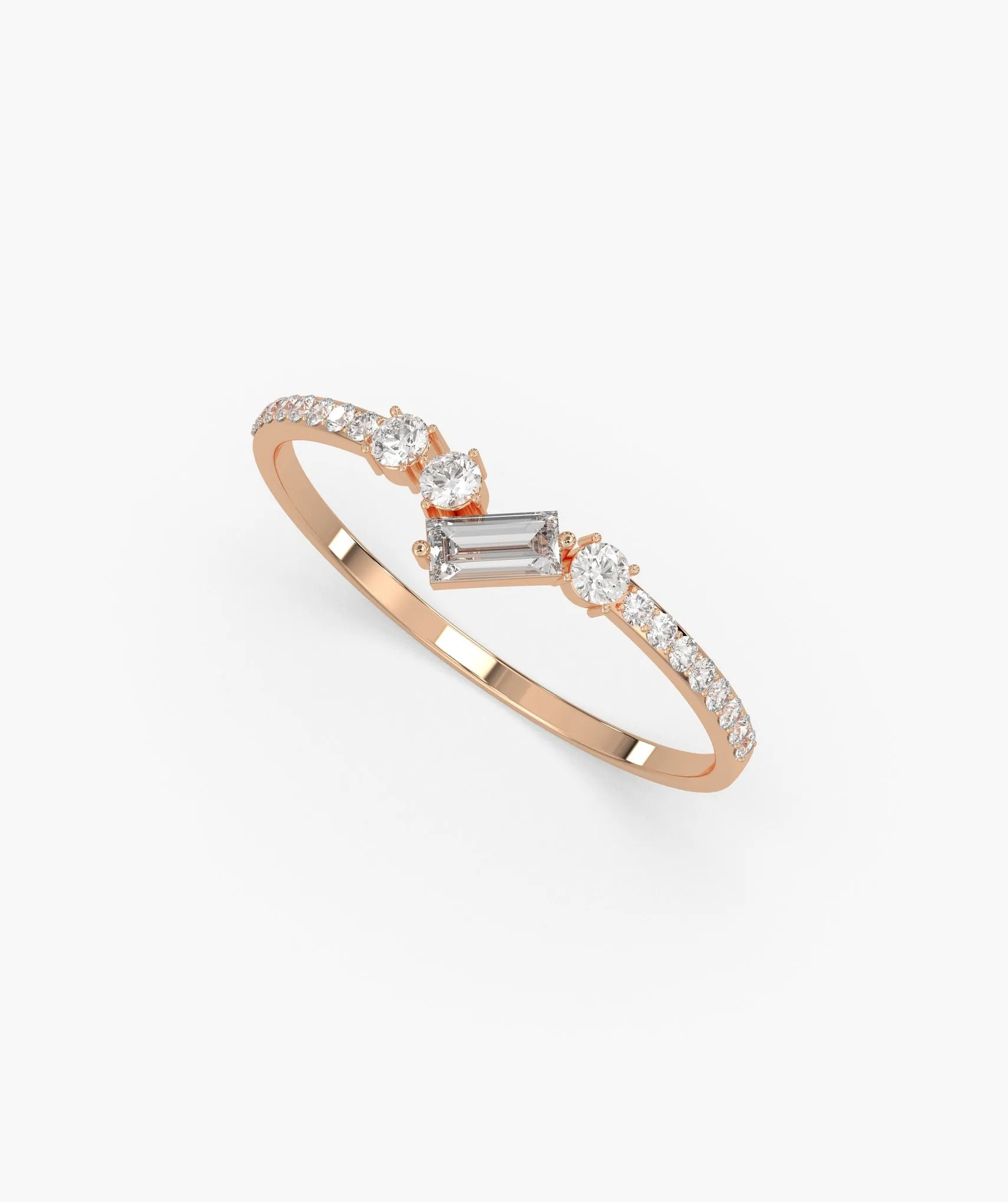 14K Gold Sleek Baguette Diamond Ring