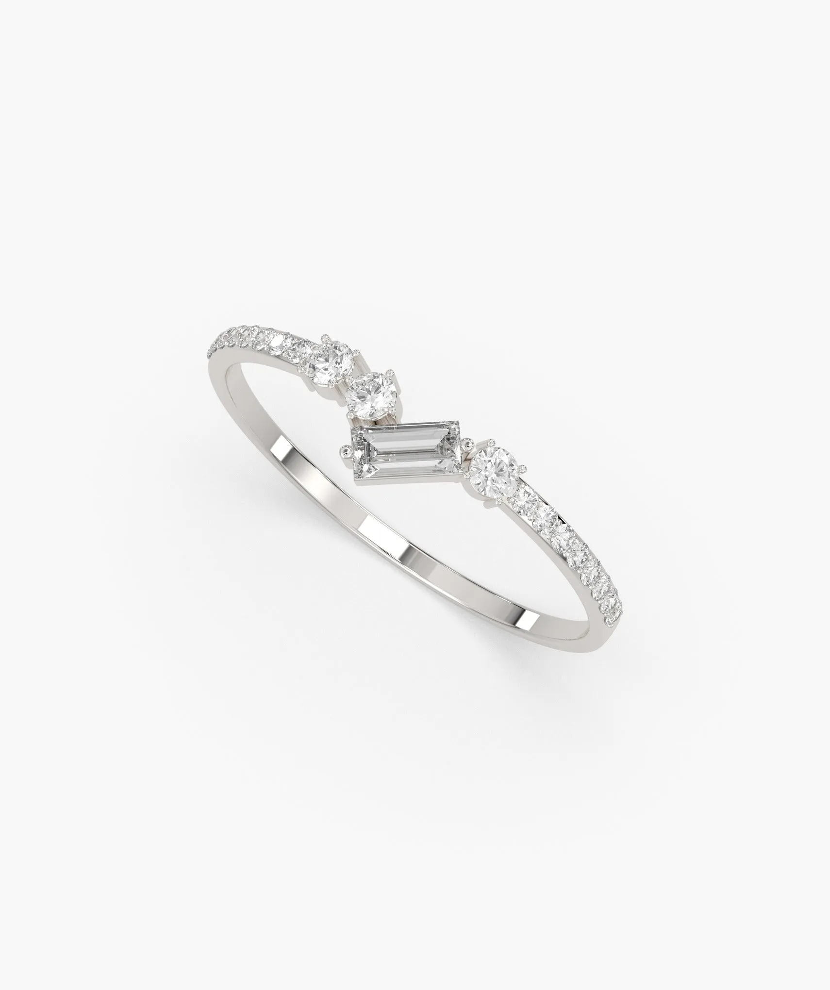 14K Gold Sleek Baguette Diamond Ring