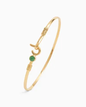 14K Gold St. John Hook Bracelet with Stone, 2mm - Green Zircon