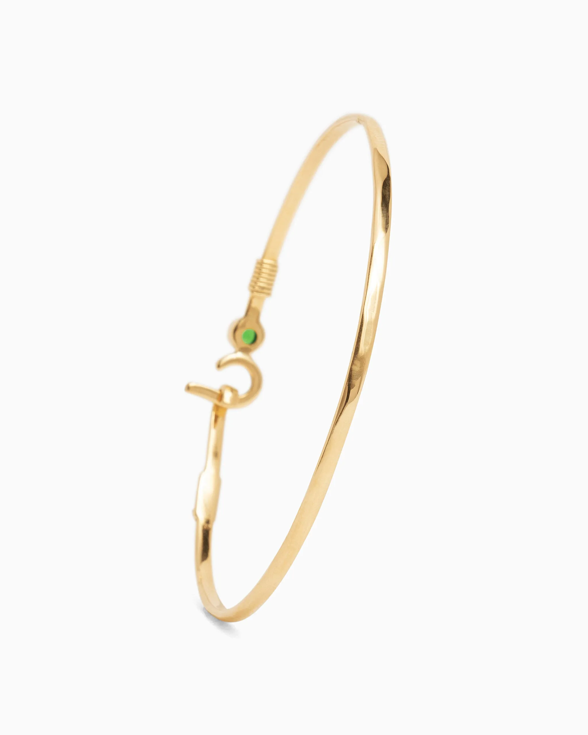 14K Gold St. John Hook Bracelet with Stone, 2mm - Green Zircon