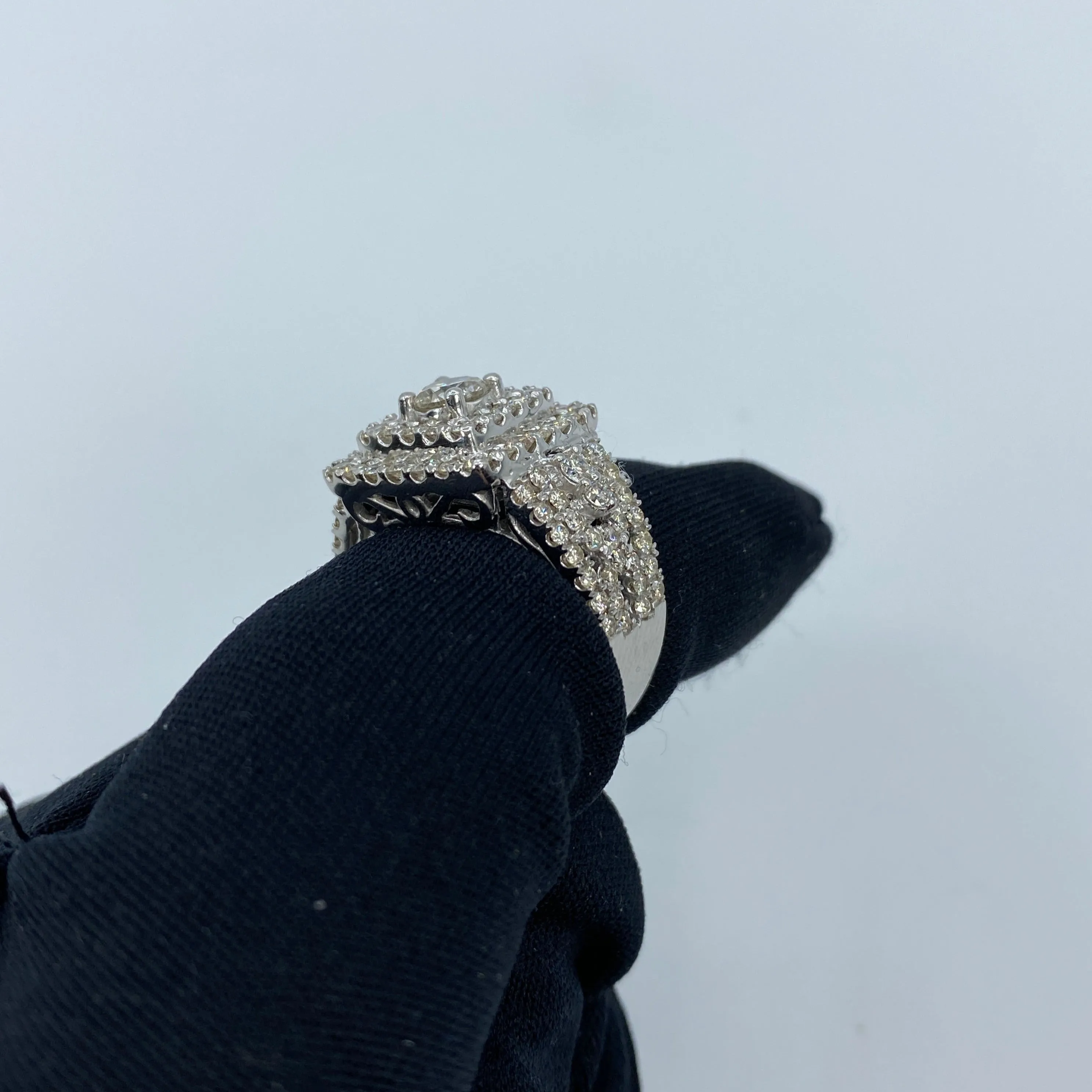 14K Jumbo Square Halo Diamond Engagement Ring