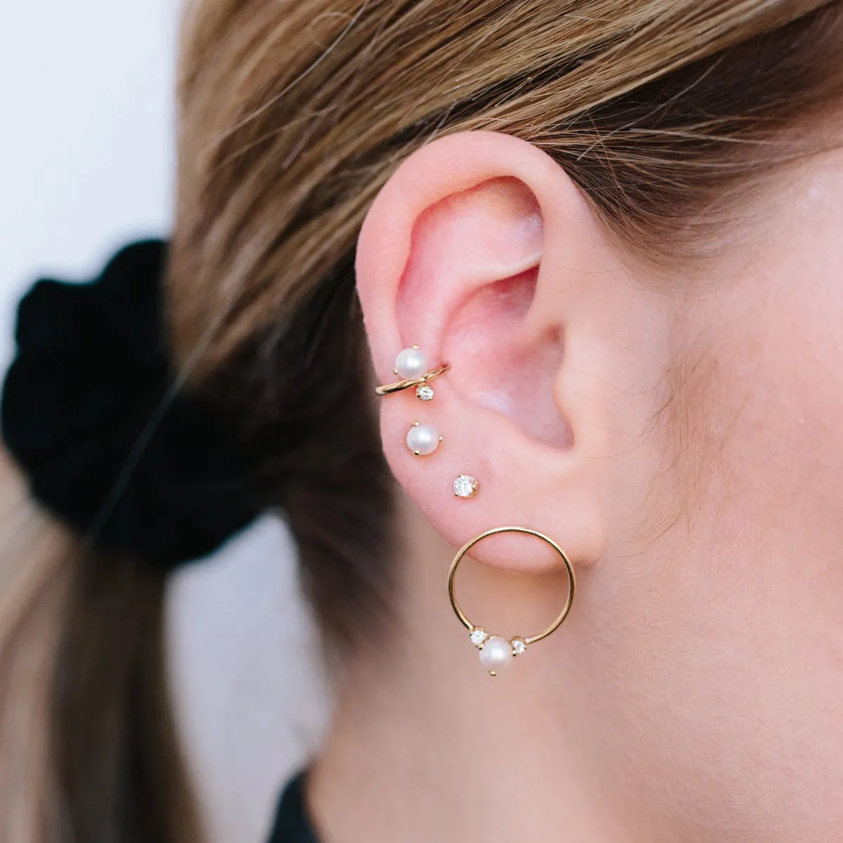 14k Pearl Flat Back Studs | June Birthstone